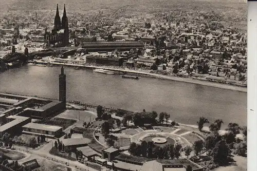5000 KÖLN - DEUTZ, Rheinpark, Tanzbrunnen, Luftaufnahme 1957