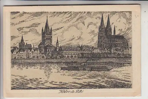 5000 KÖLN, Künstler-Karte Ernst Steinbach, Federzeichnung, 1921