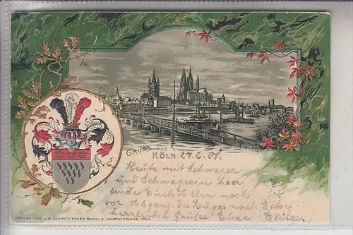 5000 KÖLN, Gruss aus, 1901, dekorative Präge-Karte