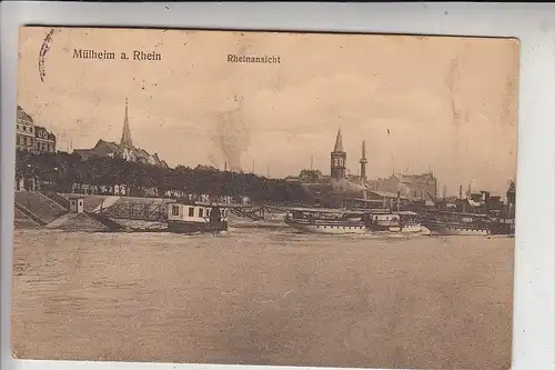 5000 KÖLN - MÜLHEIM, Ortsansicht v. Rhein, 1913, Anleger Köln-Düsseldorfer