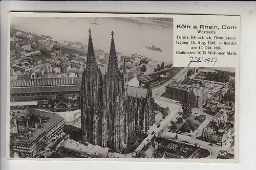 5000 KÖLN, Kölner Dom & Umgebung, Luftaufnahme, 1937