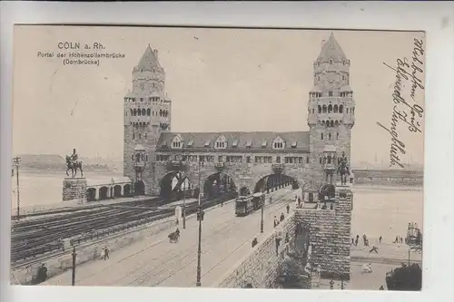 5000 KÖLN, Hohenzollernbrücke, Portal, Strassenbahn - Tram, 1913