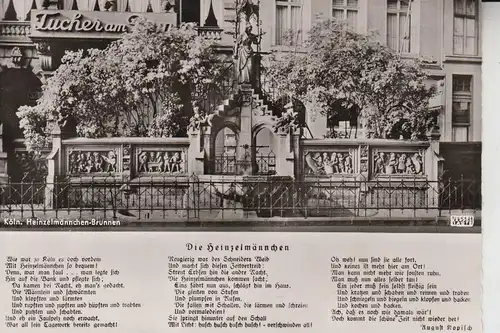 5000 KÖLN, Heinzelmännchen Brunnen und Gedicht,  1960