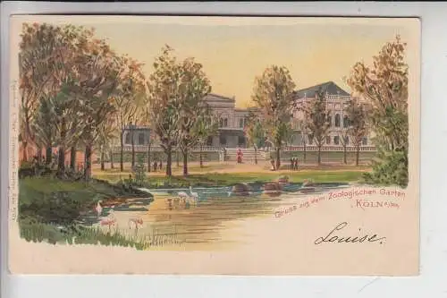 5000 KÖLN, KÖLNER ZOO - Lithographie 1901, Gruss aus dem Zoologischen Garten, Druckstelle