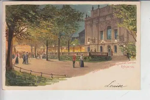 5000 KÖLN, KÖLNER ZOO - Lithographie 1901, Gruss aus dem Zoologischen Garten, Druckstelle