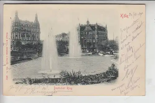 5000 KÖLN, Deutscher Ring, 1900, Fontänen, RELIEF-Karte, Verlag: Stengel-Dresden