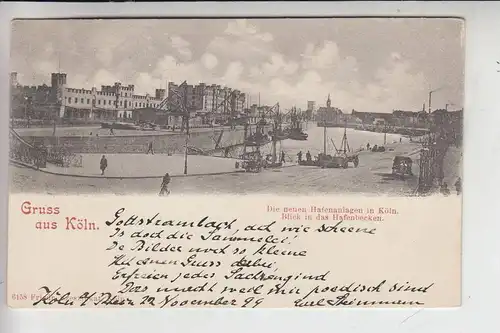 5000 KÖLN, Hafen, Die neuen Hafenanlagen in Köln, Blick in das Hafenbecken, 1899, Briefmarke fehlt