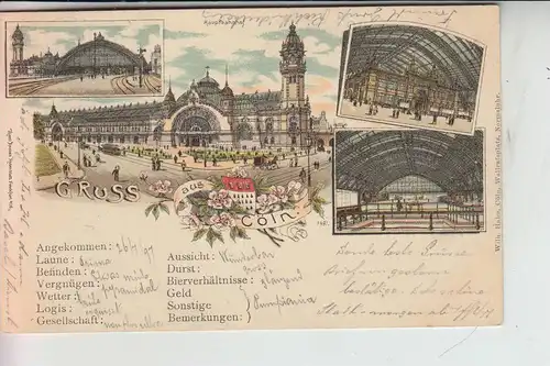 5000 KÖLN, Hauptbahnhof, Lithographie 1897