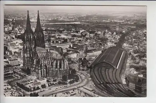 5000 KÖLN, Luftaufnahme Kölner Dom & Hauptbahnhof 1957