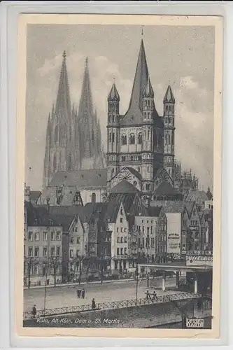 5000 KÖLN, ALT KÖLN, Kölner Dom & St.Martin, Köln-Düsseldorfer-Verkauf s-Pavillon, Vorkriegs-AK