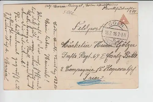 5000 KÖLN, POSTGESCHICHTE, ZWEIKREISSEGMENTSTEMPEL, CÖLN-MÜLHEIM 1  h, 13.2.16