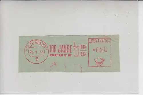 5000 KÖLN, POSTGESCHICHTE, Freistempler 1964 Köln-Deutz, 100 Jahre Deutz Motorenwerk