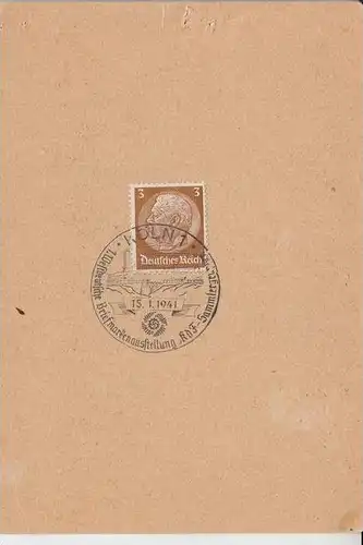 5000 KÖLN, POSTGESCHICHTE, Erste Westdeutsche Briefmarken Ausstellung KdF, Köln 1941, Sonderstempel