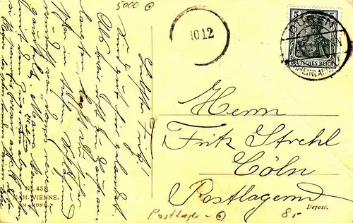 5000 KÖLN, POSTGESCHICHTE  Postlager - Stempel