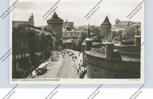 PL 30-000 KRAKOW / KRAKAU, Rundbastei und Floriantor (Alte Stadtmauer), Tram, 1943