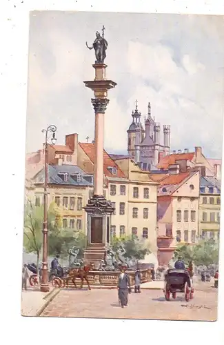 PL 00-001 WARSZAWA / WARSCHAU, Plac Zamkowy, Künstler-Karte T. Cieslewski