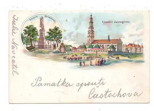 PL 42-200 CZESTOCHOWA, Lithographie 1902, Pomnik Kordeckiego, Klasstor Jasnogorski