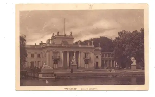 PL 00-001 WARSZAWA, Lazienki Palast, 1918, deutsche Feldpost, kl. Einriss