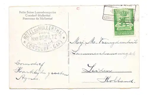 L 6201 CONSDORF, Luxemburger Schweiz, Panorama Müllerthal, 1939, Bahnpost