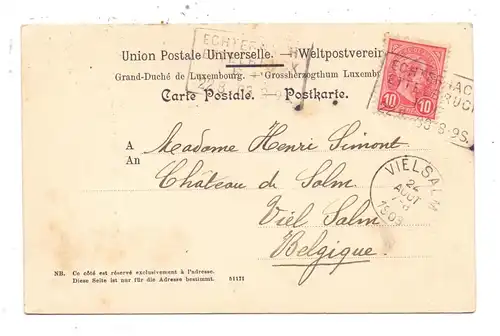 L 7680 WALDBILLIG, Luxemb. Schweiz, Schwarze Ernz, Bellwald # 140, Bahnpost Echternach-Ettelbrück