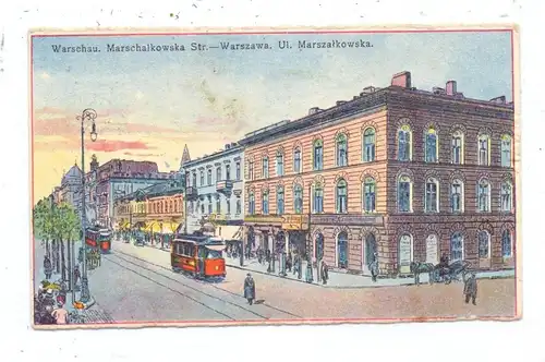 PL 00-001 WARSZAWA / WARSCHAU, Ul. Marszalkowska, Tram,  1916, deutsche Feldpost