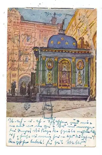 GR - KARYES / ATHOS, Kloster Iviron, Gottesmutter Iwerskaja, Künstler-Karte Dobuschinski, 1943