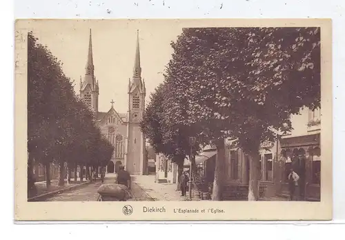 L 9200 DIEKIRCH, Blick auf die Kirche, belebte Szene