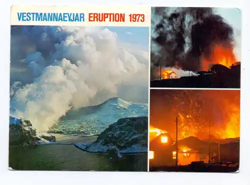 ISLAND - Vulkan, volcanic eruption, Vestmannaeyjar, 1973