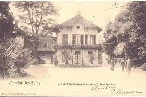 L 5600 BAD MONDORF, Vue de l'Etablissement en entrant dans le parc., 1903, NELS, Serie 3, No. 3