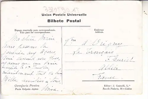 P 95040 PONTA DELGADA / Acores, Caes d'Alfandega, 28.dec. 1918, kl. Einriss