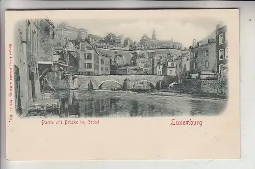 L 1000 LUXEMBURG, Partie mit Brücke im Grund, Relief / geprägt, Stengel-- Dresden, ungeteilte Rückseite