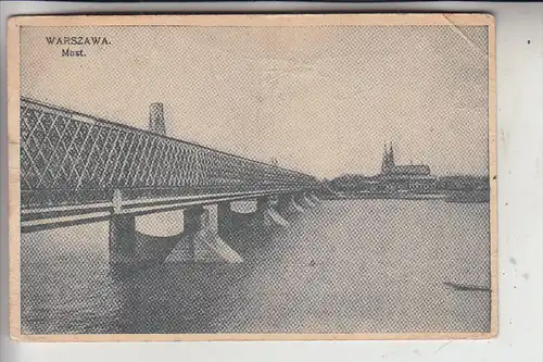 PL 00001 WARSCHAU / WARSZAWA, Most, Brücke, 1915, deutsche Feldpost, Eckknick