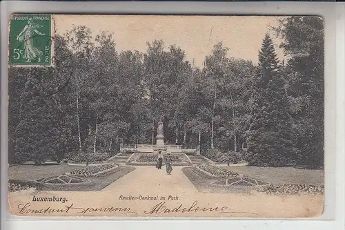 L 1000 LUXEMBURG, Amalien-Denkmal im Park, frühe Karte - ungeteilte Rückseite, runde Ecken