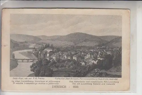 L 9200 DIEKIRCH, Historische Ansicht v. 1835, Huss-Lux. 1926, Brfm. fehlt, kl. Einriss