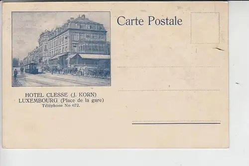 L 1000 LUXEMBURG - Hotel Clesse (J.Korn), Place de la Gare, Vorderseite:Vue prise de la route de Treves