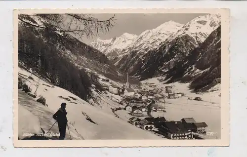 A 6450 SÖLDEN, Dorfansicht im Winter,  1954