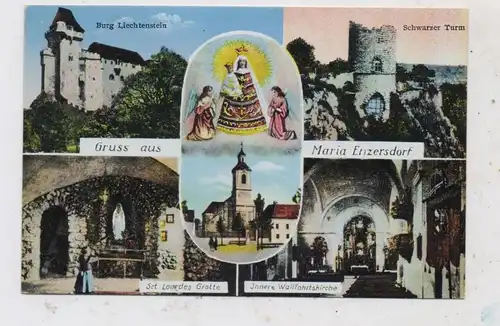 A 2344 MARIA-ENZERSDORF, Wallfahrtskirche, Lourdes Grotte, Burg Liechtenstein...