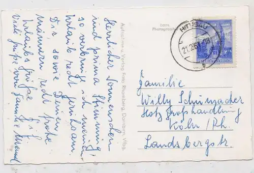 A 6952 HITTISAU, Dorfansicht 1961, aptierter Stempel