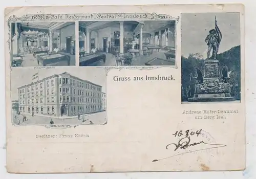 A 6000 INNSBRUCK, Hotel Central, Billard - Saal, Hofer-Denkmal, kl. Mängel