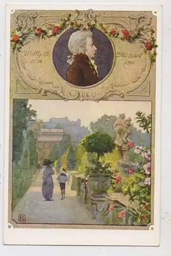 A 5000 SALZBURG, Wolfgang Amadeus Mozart, 1912, SMG, Krampotek / Unger - Wien, Künstler-Karte