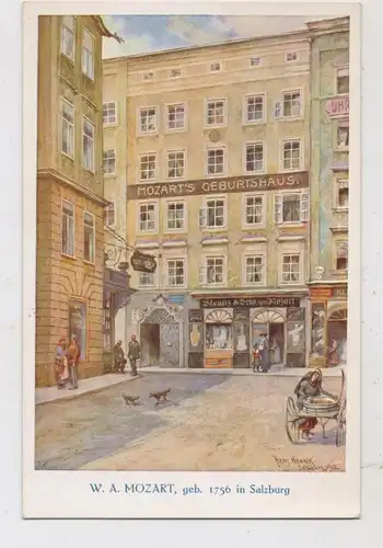 A 5000 SALZBURG, Wolfgang Amadeus Mozart, 1912, SMG, Krampotek / Unger - Wien, Künstler-Karte Hans Nowack