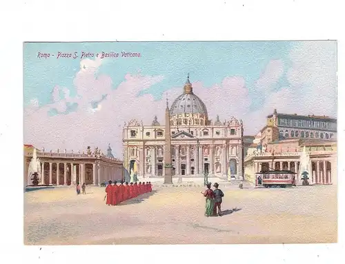 VATICAN - Piazza S. Pietro e Basilica Vaticana, Tram, ca., 1905