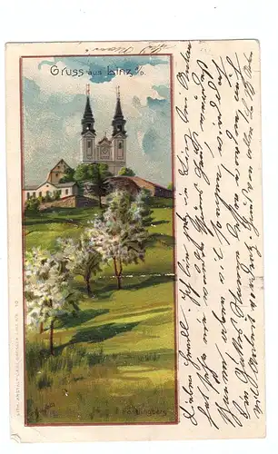 A 4000 LINZ - PÖSTLINGBERG, Künstler-Karte 1898, kl. Eckknick