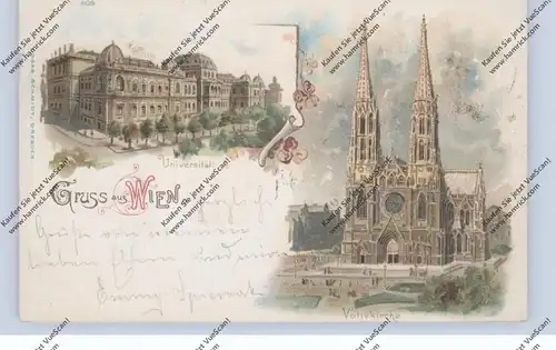 A 1000 WIEN, Votivkirche, Universität, Lithographie 1900
