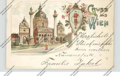 A 1000 WIEN, Karlskirche, Lithographie 1899