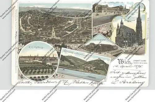 A 1000 WIEN, Lithograühie 1898, 6 Ansichten, Brfm. entfernt