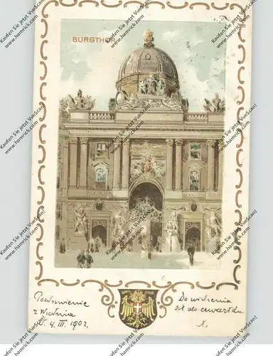 A 1000 WIEN, Karlskirche, Stadtwappen, Präge-Karte 1902