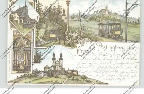 A 4000 LINZ - PÖSTLINGBERG, Lithographie, 5 Ansichten u.a. Bergbahn