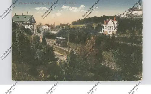 A 4000 LINZ - PÖSTLINGBERG, Partie am Pöstlingberg, Bergbahn, rückseitig Klebereste