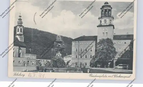 A 5000 SALZBURG, Residenzplatz mit Glockenspiel, 1944, Werbestempel "Spinnstoff-und Wäsche-und Kleider-Sammlung"
